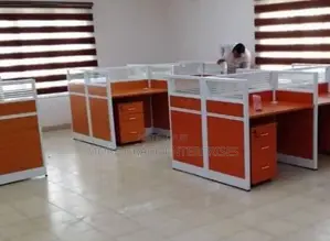 Office Workstation With Four Partitions for Office Use.