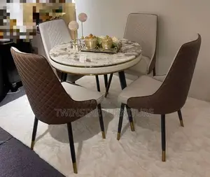 Modern Round Marble Dinning Table Set With 4 Chairs