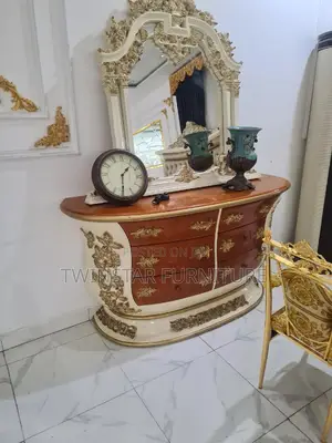 New Modern Turkish Royal Bed With Mirror Console