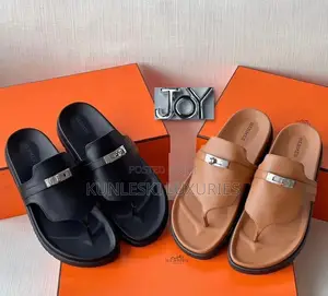 Original Hermes Men Leather Slippers