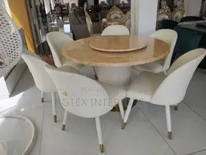 Round Top Marble Dinning Table Set