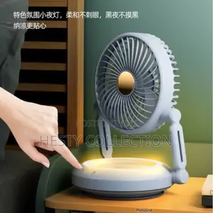 Rotating Rotary Light Rechargeable Mini Fan With Led