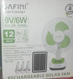 Cafini 3-in-1 12" Solar AC/DC Table Rechargeable Fan-3 Bulbs