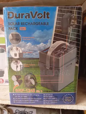 Duravolt (5 in 1)Solar Rechargeable Pack With 6" Metal Fan.