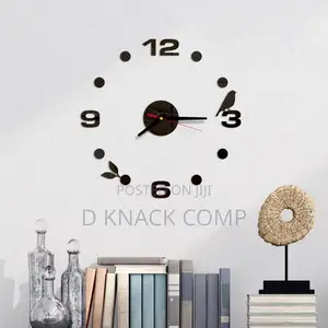 DIY 3D Wall Clocks Stickers Creative Large Wall Clock -Black