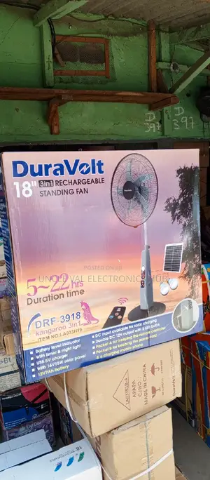 Duravolt 18" 3in1 Rechargeable Fan With Solar Panel