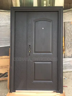 7ft by 4ft 70mm Steel Door Black(2 Panel Design)