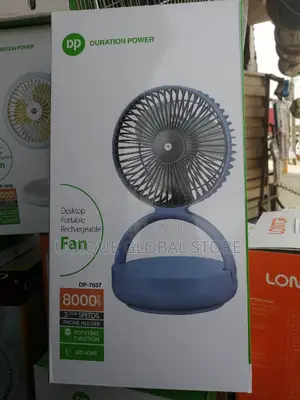 DP Dp-7637 Rechargeable Rotating Table Fan With LED Light