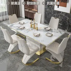 New Modern Luxury Marble Dinning Table Set With 6 Chairs