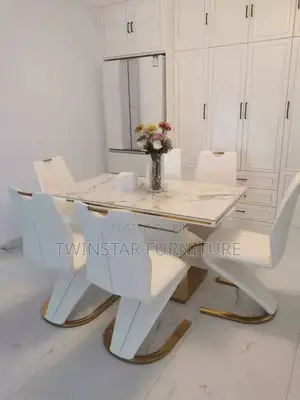 New Modern Luxury Marble Dinning Table Set With 6 Chairs