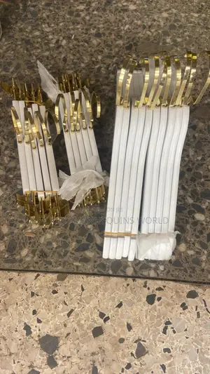 White and Gold Wooden Luxury Hangers