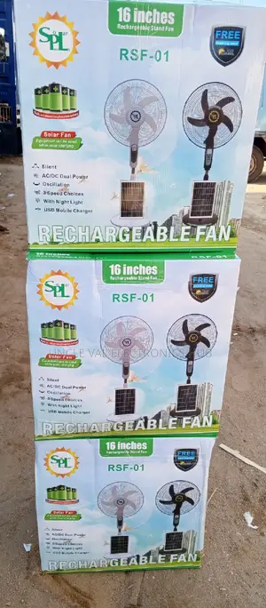 SPL 16" Rechargeable Standing Fan With Solar Panel