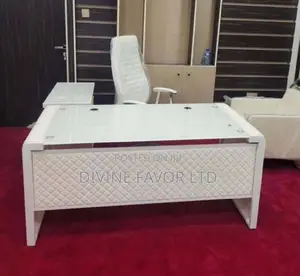White Office Table and Chair