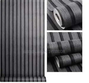 Fluted Design Black Wallpaper