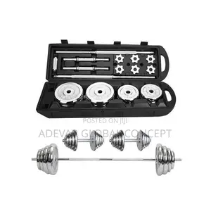 50kg Black Barbell With Case and Short Dumbell Bar