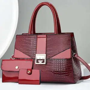 Red Portable Midi Size Stock Leather Hand Bag