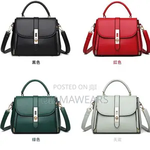 Green Portable Leather Hand Bags