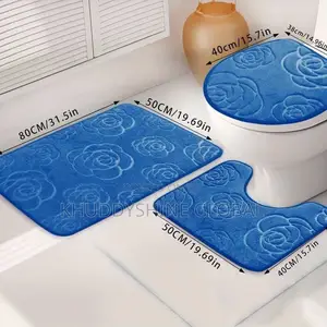 Exquisite Decor 3 in 1 Toilet Floor Mat + Pedestal Rug
