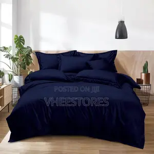 Navy Blue Bedsheet With Pillowcases