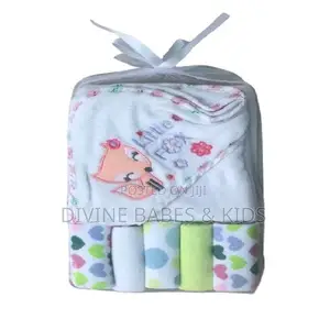 Baby Hooded Towel + 5 Washcloths { ONE SET }