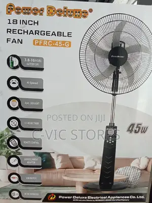 Power Deluxe Fan PFRC 45-G Rechargeable With Five Blade