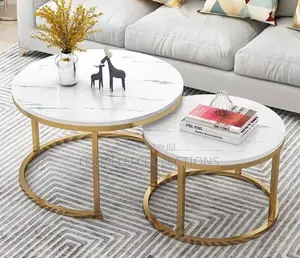 Double Round Marble Center Table