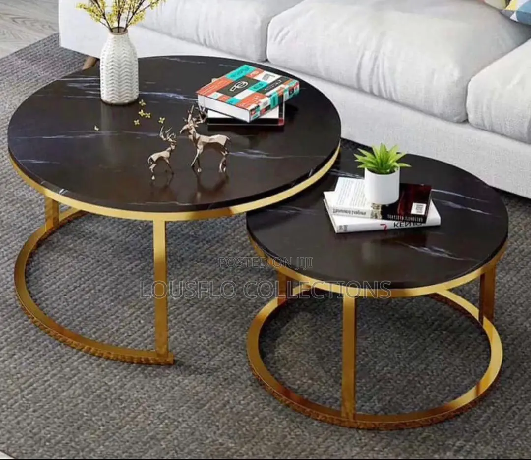 Double Round Marble Center Table