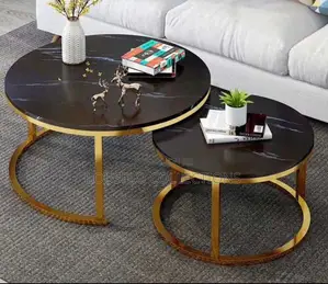 Double Round Marble Center Table