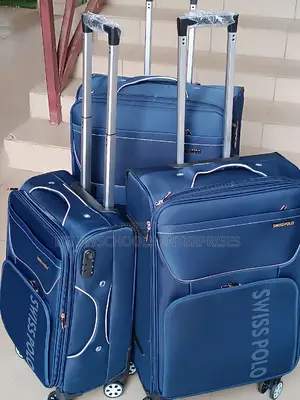 Set of 3 Blue Swiss Polo Travelling Luggage Boxes