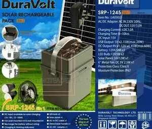 Duravolt 5in1 Solar Rechargeable Battery With Fan/2 Bulbs/Solar Panel
