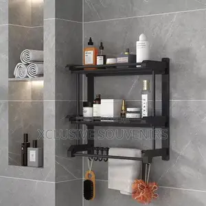 Heavy Duty 2-Tier Toilet Rack With Towel Hanger (50cm)