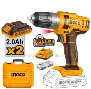 Ingco 20V Cordless Drill 45nm + 2.0ah Batteries, Charger
