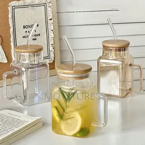 Borosilicate Glass Cup With Straw