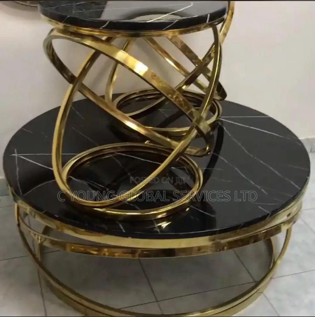 Center Table With 2 Side Stool Marble Top