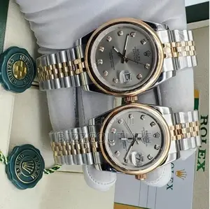 Original Rolex Couples Date-Just Silver Chain Watch in Store