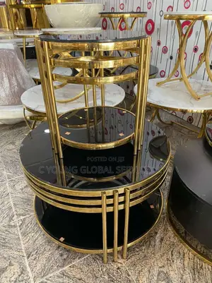Center Table With 2 Side Stool Glass