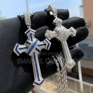 Mossanaite Hip-Hop Cross Pendant Set
