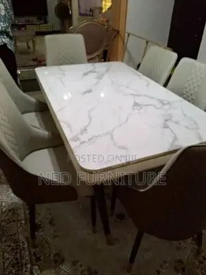Marble Top Pin Leg Dinning Set