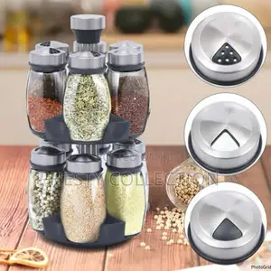 360 Degrees Rotating Spice Rack Organizer With 6 Bottles