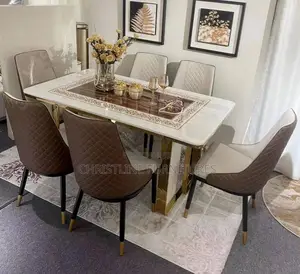 Quality Marble Top Dining Table Set by 6