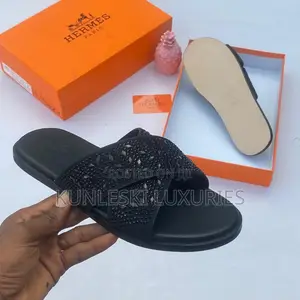 Original Hermes Men Leather Slippers