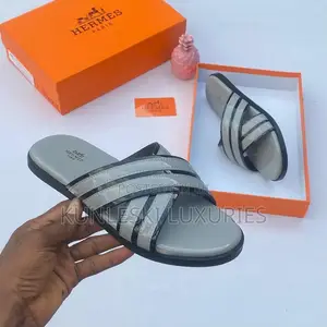 Original Hermes Men Leather Slippers