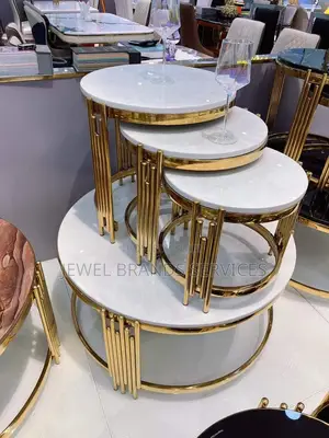 Marble Top Center Table With Side Stools