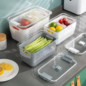 Fridge Storage Double Layer Basket With Cover ( Biggest)Size