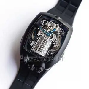 Original Jaco and Co Bugatti Mechanical Black Rubber Strap