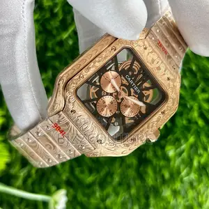 Original Cartier Mechanical Skeleton Black Dail Gold Watch