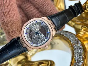 Original PATEK PHILIPPE Mechanical Skeleton Black Leather