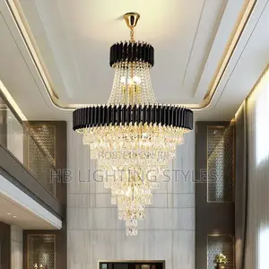 New Luxury Crystal Chandelier Gold Black Duplex Chandelier