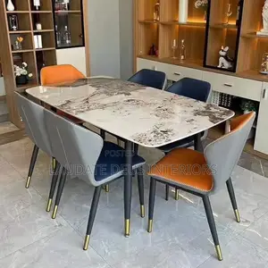 Classic 6 Seaters Marble Top Dining Table