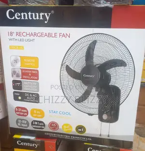 Century 18 Inches Rechargeable Wall Fan (FRCB 45) - Black